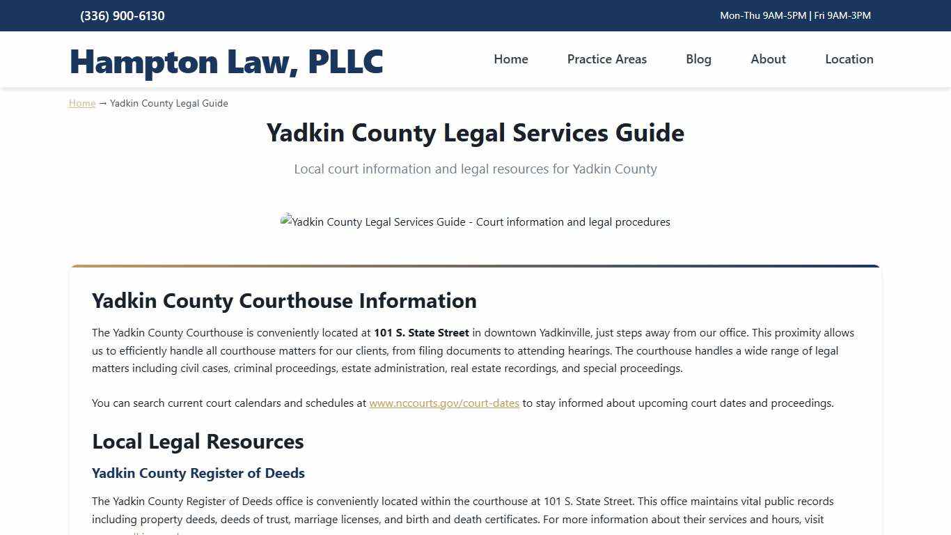 Yadkin County Court Information Legal Services Guide Hampton Law